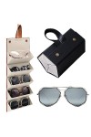 Rianpesn Étui à voyage, Étui rangement multi-lunettes en cuir PU, Mallette rangement portable multi-lunettes soleil organisat