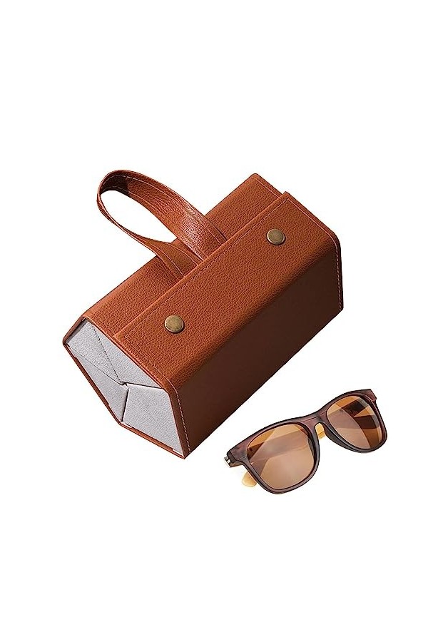 Rianpesn Étui à voyage, Étui rangement multi-lunettes en cuir PU, Mallette rangement portable multi-lunettes soleil organisat