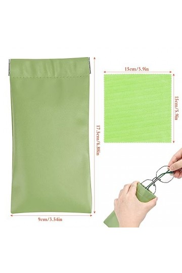 Nswayy Étui Lunette Souple, 4Pcs Pochette à Lunette en Cuir, Sac à Lunettes de Couleur Différents avec 4Pcs Chiffon à Lunette