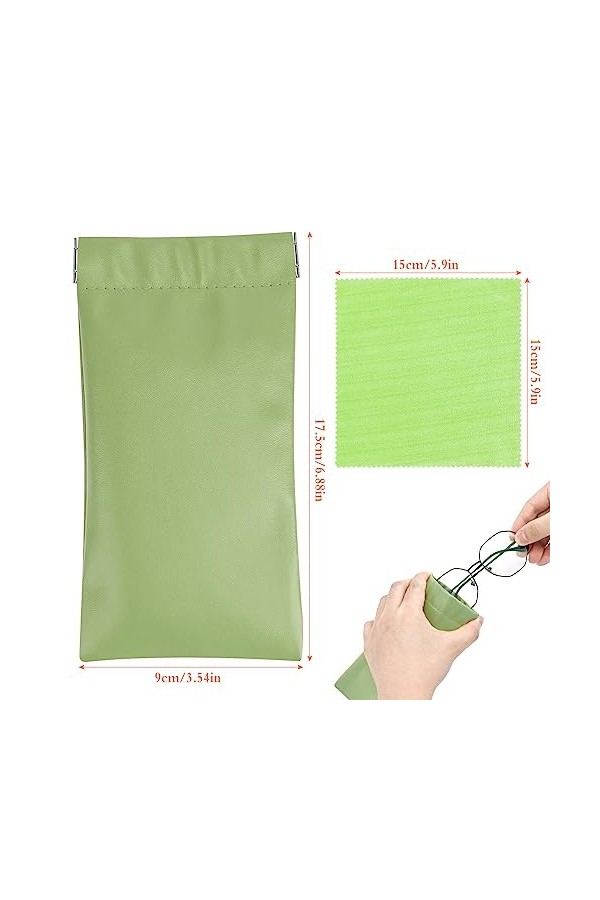 Nswayy Étui Lunette Souple, 4Pcs Pochette à Lunette en Cuir, Sac à Lunettes de Couleur Différents avec 4Pcs Chiffon à Lunette