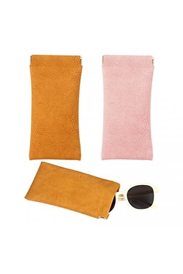 Zasjon étui Lunettes Souple 2 Pièces Cuir Boitier Lunettes de Soleil Pochette, Portable Voyage Lunettes Sac pour Femme Homme 