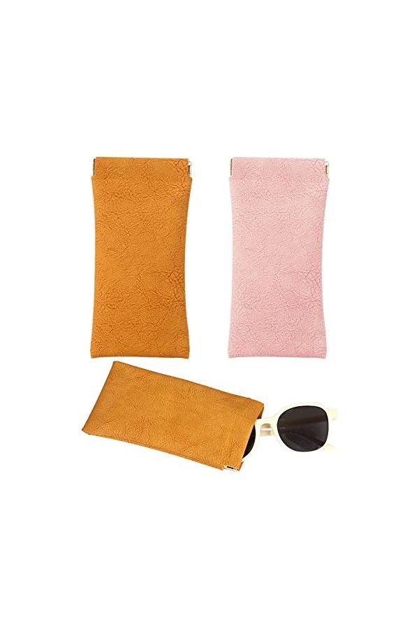 Zasjon étui Lunettes Souple 2 Pièces Cuir Boitier Lunettes de Soleil Pochette, Portable Voyage Lunettes Sac pour Femme Homme