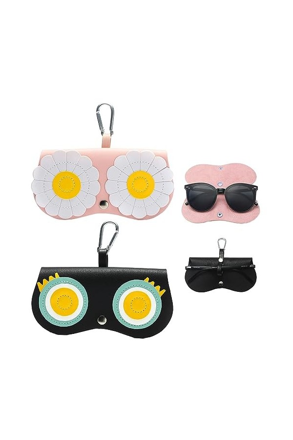 2 Pièces Etui Portable pour Lunettes de Soleil, Organisateur de Lunettes de Soleil pour Sac a Main, Dessin Animé Sac à Lunett