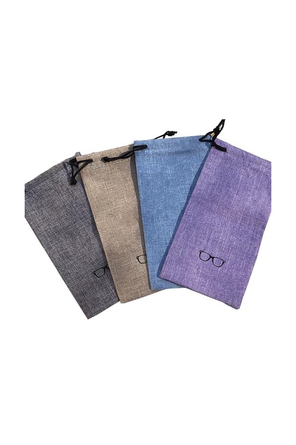 FZSECRIU Étuis à Lunettes Femme, 4 Pièces Etui Lunettes Souple,Etui Lunettes Tissu, Pochette Tissu,Rangement Lunettes
