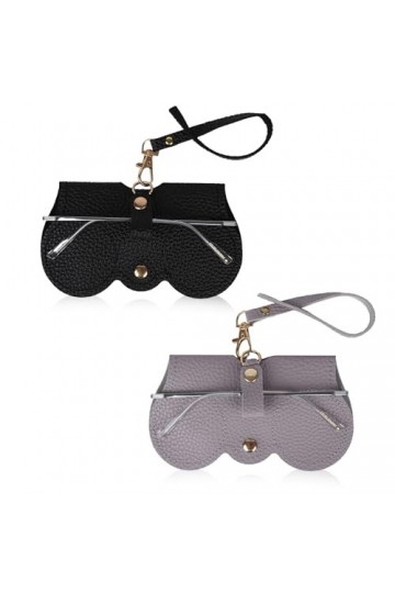 Sacs à Lunettes de Soleil 2 Pièces pour Homme et Femme Portable Mince Étuis à Lunettes Extérieur Etui Lunettes Cuir PU avec L