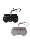 Sacs à Lunettes de Soleil 2 Pièces pour Homme et Femme Portable Mince Étuis à Lunettes Extérieur Etui Lunettes Cuir PU avec L