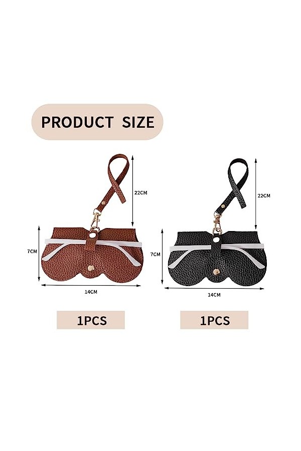 XIXKOLYU® Étui à lunettes de soleil en cuir souple 2 pièces - Étui à lunettes de soleil tendance Sac à lunettes portable pour