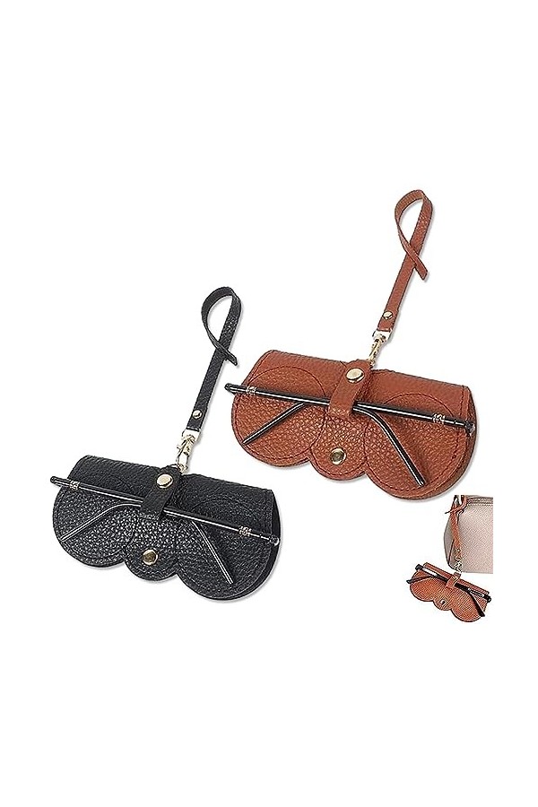 BNGXR Étui à Lunettes de Soleil Tendance, 2 pièces Sac à Lunettes de Soleil en Cuir Souple, Étui à Lunettes Mince Portable, S