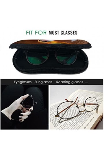 Étui à lunettes de soleil en néoprène ultra léger avec fermeture éclair et clip de ceinture Motif cheval