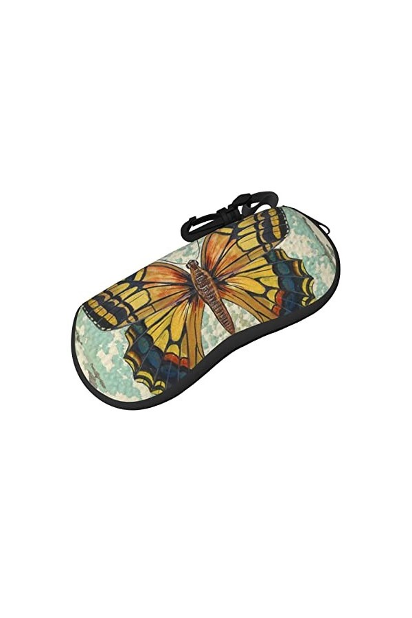 Étui à lunettes de soleil rétro en néoprène avec fermeture éclair et clip de ceinture