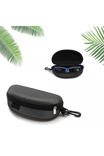 JIJK Lot de 2 grands étuis à lunettes de soleil – Étui rigide avec fermeture éclair et crochet – Étui de protection à rabat d