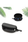 JIJK Lot de 2 grands étuis à lunettes de soleil – Étui rigide avec fermeture éclair et crochet – Étui de protection à rabat d