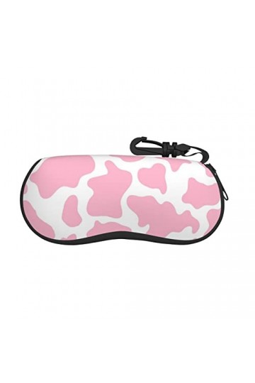 Étui à lunettes souple ultra léger en néoprène avec fermeture éclair et clip ceinture Rose