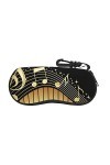 Étui souple en néoprène avec fermeture éclair et clip de ceinture Motif notes de musique Doré