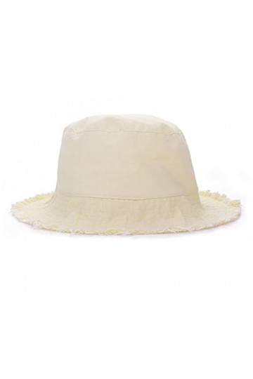 Yolev Soleil Seau Chapeau Femmes Plage Chapeaux Sun Bucket Hat de Seau Chapeau de Pêcheur Coton Casual Soleil Décontracté Ran