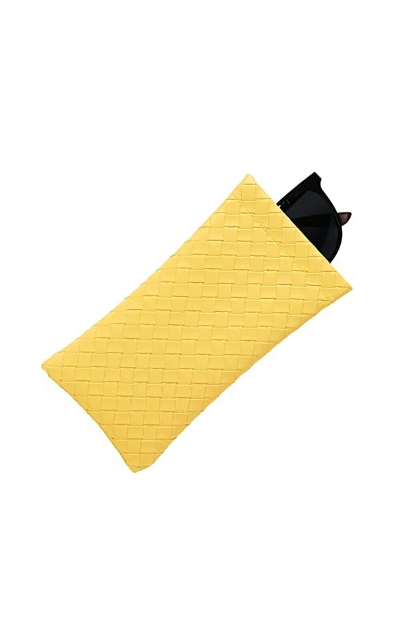 Maseyivi Pochette à Lunettes,Pochette pour Soleil en Cuir PU tissé - Étui à Soleil Souple et Mince Portable pour Femmes Homme