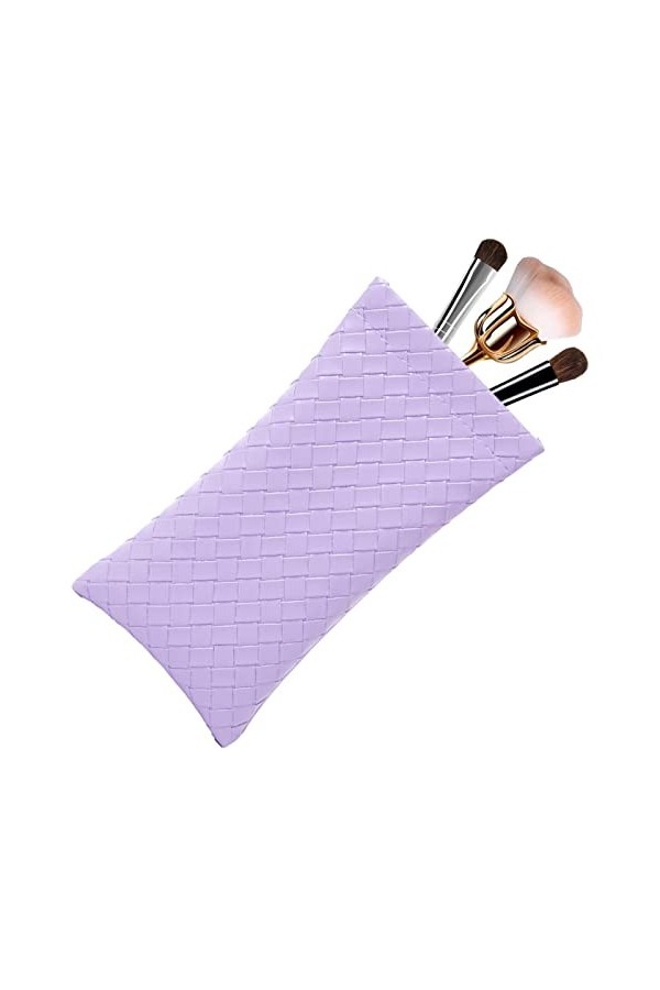 Maseyivi Pochette à Lunettes,Pochette pour Soleil en Cuir PU tissé - Étui à Soleil Souple et Mince Portable pour Femmes Homme