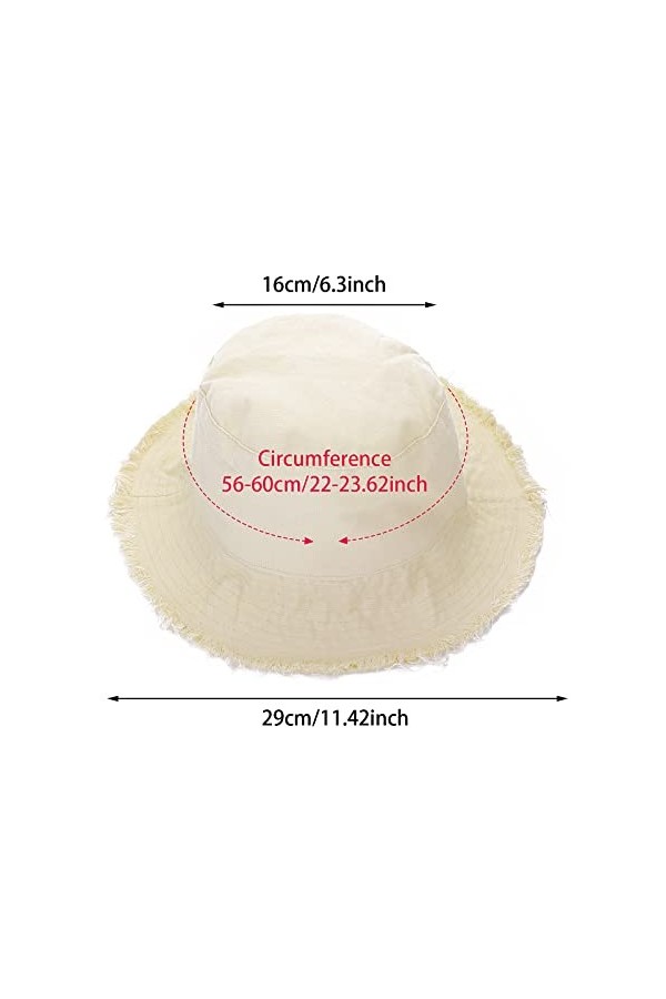 Yolev Soleil Seau Chapeau Femmes Plage Chapeaux Sun Bucket Hat de Seau Chapeau de Pêcheur Coton Casual Soleil Décontracté Ran