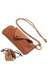 Frifer Pochette à lunettes - Porte-étui en cuir PU avec dragonne | Sacs à lunettes minces portables, lunettes souple, pochett