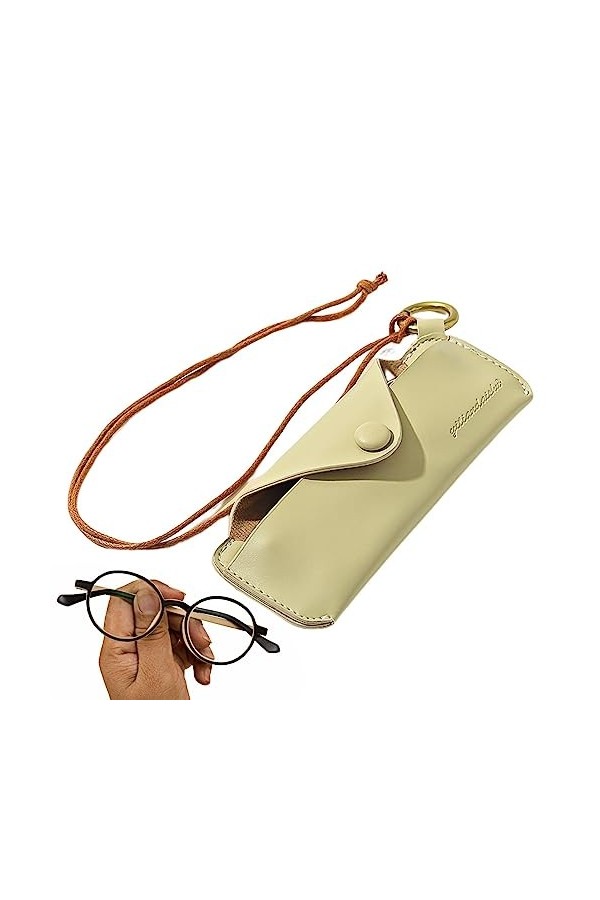 GIMOCOOL Sac à lunettes de soleil - Étui souple pour lunettes avec dragonne | Porte-étui à lunettes en cuir PU mince portable