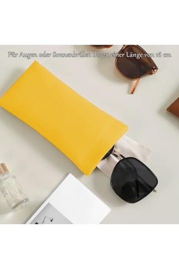 NUWIQ 4 Pièces Étui à Lunettes, Souples pour Lunettes, pour Ranger les Lunettes de vue et de Soleil, Jaune, Violet, Vert, Ros