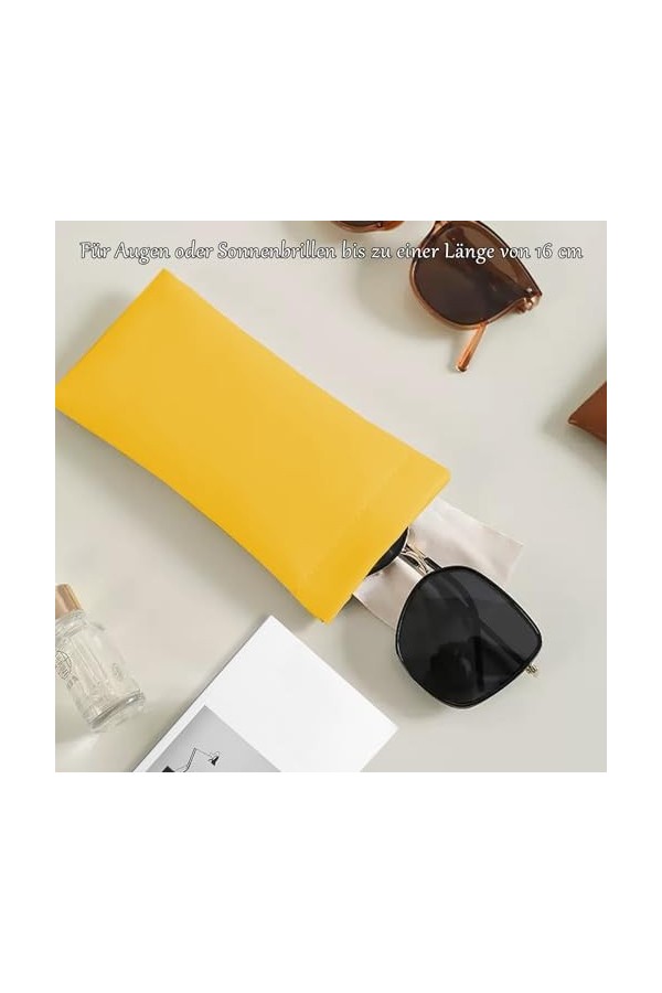 NUWIQ 4 Pièces Étui à Lunettes, Souples pour Lunettes, pour Ranger les Lunettes de vue et de Soleil, Jaune, Violet, Vert, Ros