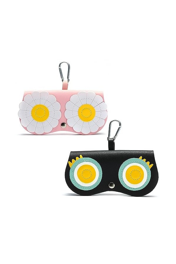 Sac à Lunettes de Soleil en Cuir 2 pcs, Lunettes de Poche Portable Femmes, Étui pour Lunettes de Soleil, Etui Lunettes Portab