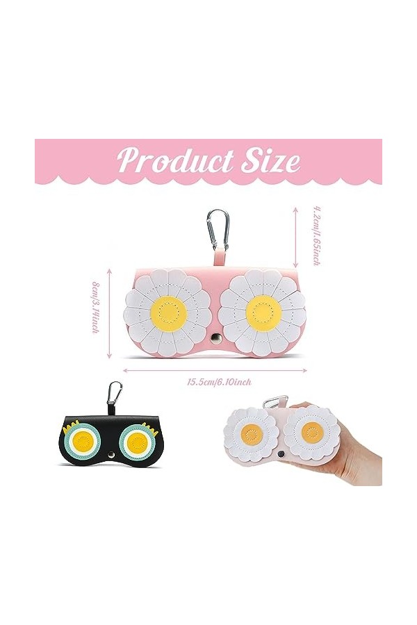 Sac à Lunettes de Soleil en Cuir 2 pcs, Lunettes de Poche Portable Femmes, Étui pour Lunettes de Soleil, Etui Lunettes Portab