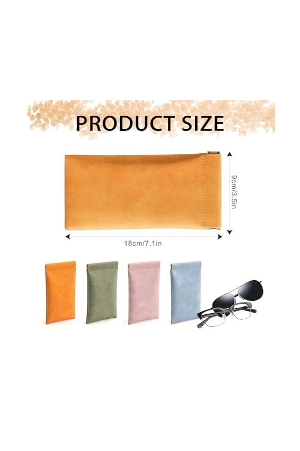 Lot de 4 étuis à lunettes, étui à lunettes, étui à lunettes en cuir PU, dessus souple et portable, étui à lunettes, lunettes,