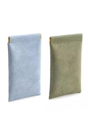 Tadipri étui Lunettes Souple 2 pièces, PU Cuir Boitier Lunettes Lecture Sac pour Femme Homme Enfant Étui portable en cuir sou