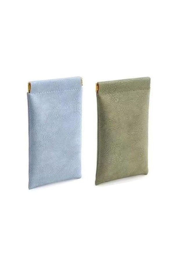 Tadipri étui Lunettes Souple 2 pièces, PU Cuir Boitier Lunettes Lecture Sac pour Femme Homme Enfant Étui portable en cuir sou