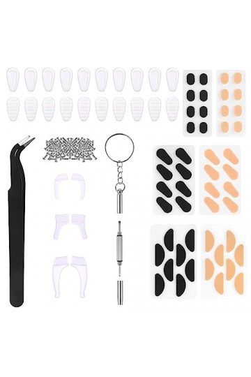 Kit de Réparation de Lunette Polyvalent avec Vis Lunettes Plaquettes de Lunettes Pince à Epiler Petit Tournevis Lunette de So