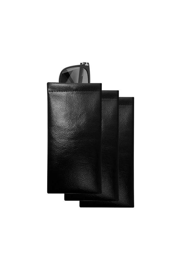 Lot de 3 étuis à lunettes en cuir PU Étui à lunettes souple en cuir portable anti-rayures Étui à lunettes Étui à lunettes en 