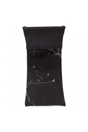 WOTEG Sac à Lunettes en Cuir - Étui à Lunettes marbré étanche - Lunettes Soleil en Cuir PU Squeeze Top, Support Lunettes Rang