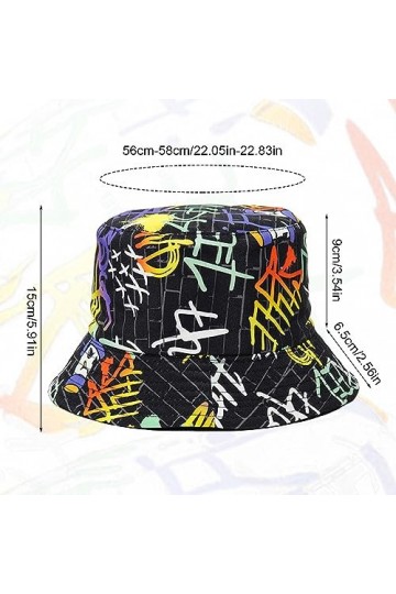 SKHAOVS 2 Pcs Chapeau de Seau Tendance, Chapeau de Pêcheur Réversible, Chapeaux de Seau Imprimé Bucket Hat, Chapeau de Soleil