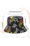 SKHAOVS 2 Pcs Chapeau de Seau Tendance, Chapeau de Pêcheur Réversible, Chapeaux de Seau Imprimé Bucket Hat, Chapeau de Soleil
