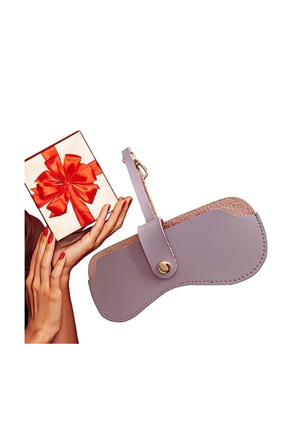 Cipliko Étui à lunettes fin - Étui à lunettes tendance - Portable et mince - Avec bracelet - En cuir synthétique souple - Étu