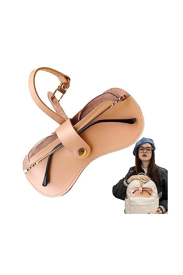 Cipliko Étui à lunettes fin - Étui à lunettes tendance - Portable et mince - Avec bracelet - En cuir synthétique souple - Étu