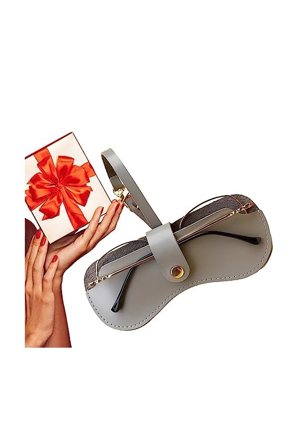 Cipliko Étui à lunettes fin - Étui à lunettes tendance - Portable et mince - Avec bracelet - En cuir synthétique souple - Étu