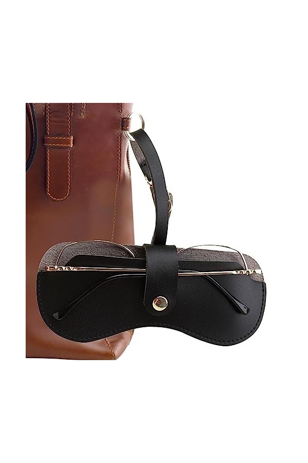 Cipliko Étui à lunettes fin - Étui à lunettes tendance - Portable et mince - Avec bracelet - En cuir synthétique souple - Étu