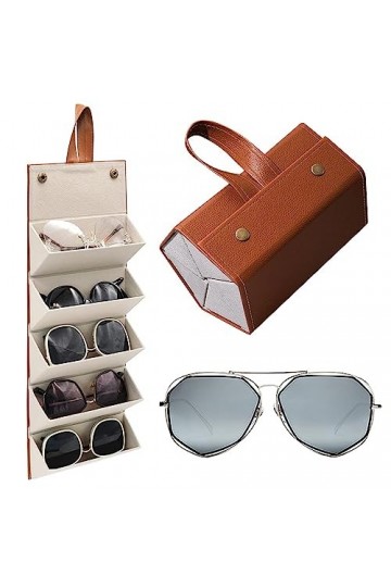 BUNIQ Étui à lunettes pliable - Étui pliable en cuir PU pour soleil | Étui rangement portable multi-lunettes étui rangement p