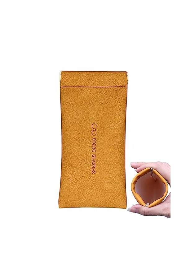 Sac à lunettes de soleil en cuir souple, pochette de rangement avec fermeture en éclats de fer, sac imperméable multi-usages 