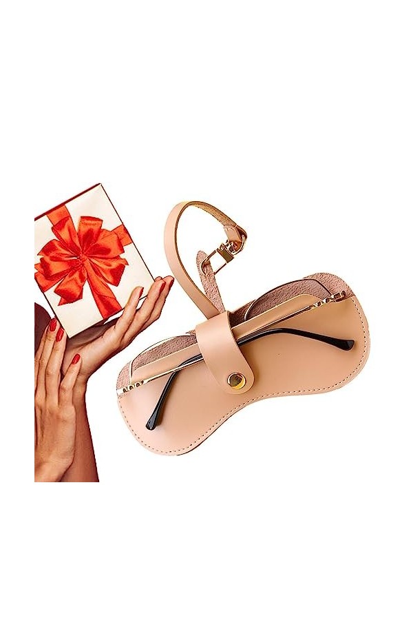 Fulenyi Sac à lunettes | Étui à soleil mo| Étui à lunettes en cuir PU étui à soleil pochette soleil mince Portable avec brace