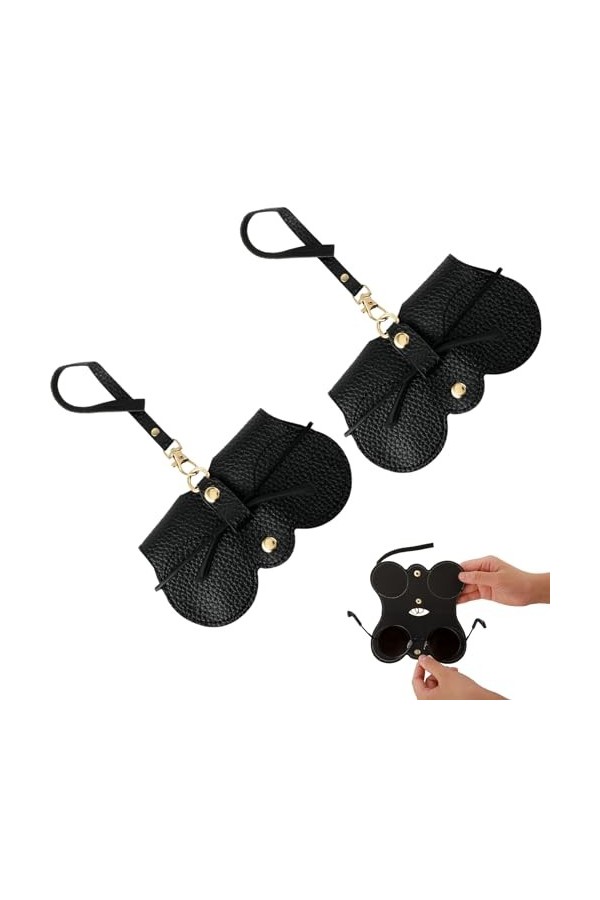 Jeffdad Étui à de soleil tendance, cuir souple pour lunettes de soleil, étui à lunettes portable avec lanière, sac de lunette