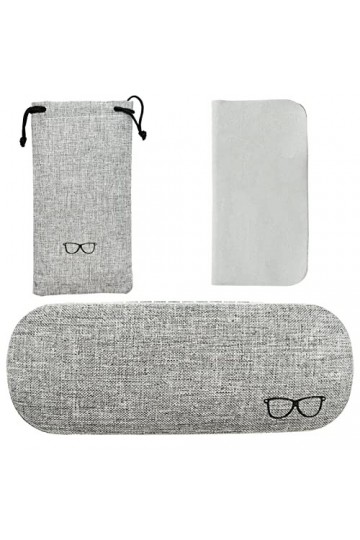 SZXMDKH Étuis à Lunettes Rigides en Toile de Lin,Portable Étui de Protection pour Lunettes,avec Une Chiffon à Lunettes,lunett