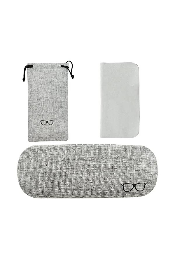 SZXMDKH Étuis à Lunettes Rigides en Toile de Lin,Portable Étui de Protection pour Lunettes,avec Une Chiffon à Lunettes,lunett