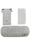 SZXMDKH Étuis à Lunettes Rigides en Toile de Lin,Portable Étui de Protection pour Lunettes,avec Une Chiffon à Lunettes,lunett
