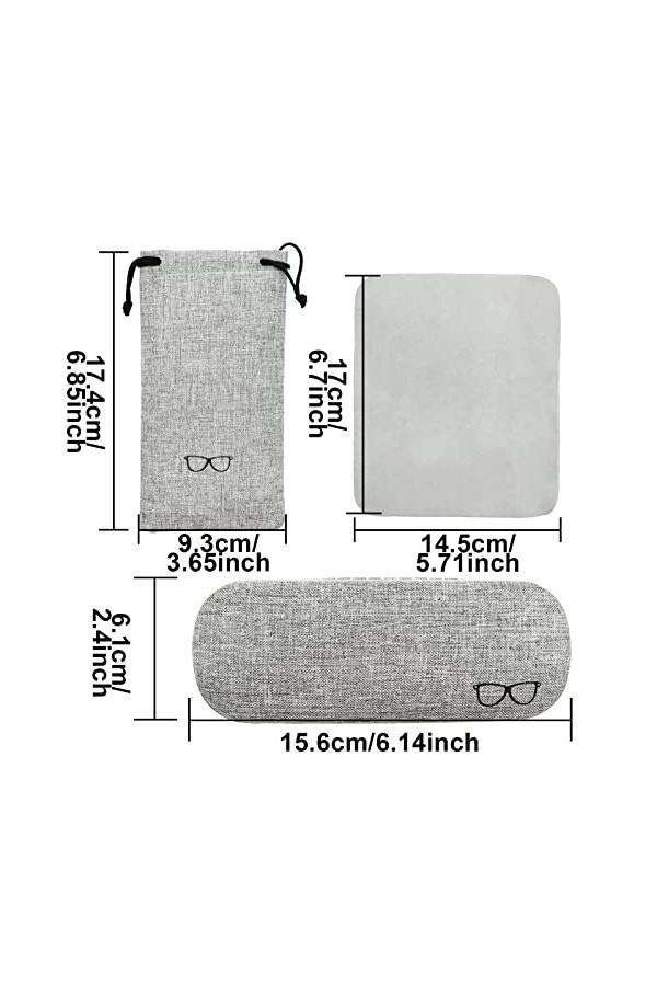 SZXMDKH Étuis à Lunettes Rigides en Toile de Lin,Portable Étui de Protection pour Lunettes,avec Une Chiffon à Lunettes,lunett