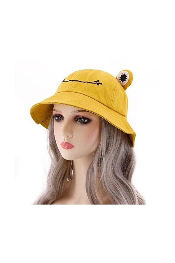 Haoohu Chapeau Grenouille en Coton pour Adultes - Chapeau Grenouille - Chapeau de pêcheur - Chapeau de Plage - Chapeau de Sol