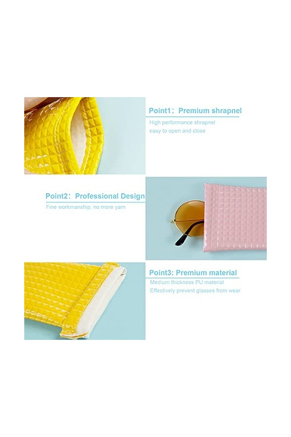 Weinsamkeit Étui Lunettes de Soleil 4 Pièces, Souple PU Cuir Sac Lunettes, Étui à Lunettes de Voyage Portable, Boitier Lunett